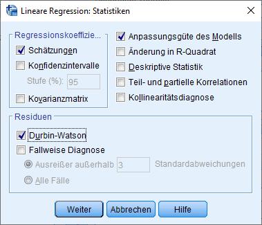 image Aufruf Durbin Watson SPSS