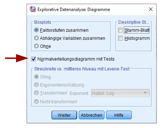 image Aufruf Normalverteilungstest SPSS