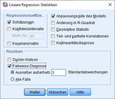 image Aufruf Residuenstatistik SPSS